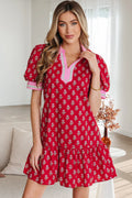 Petal Print Charm Mini Dress with Pockets | S-XL